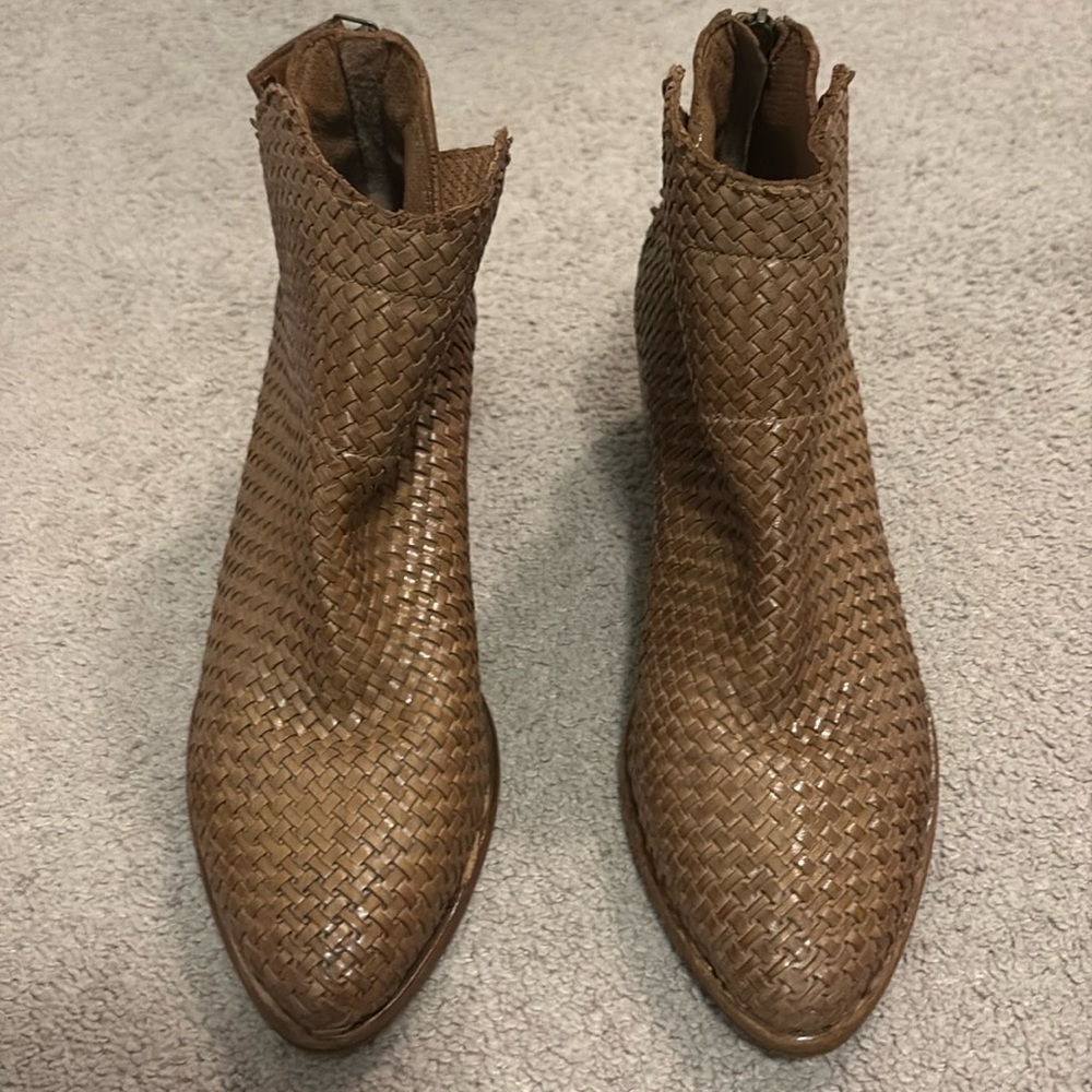Ron White Leather Woven Booties